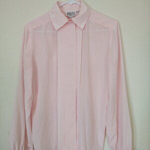 ANNE KLEIN FAR NEW ASPECTS BLUSH PINK BLOUSE PLEATED WRIST COLLARD SIZE 10